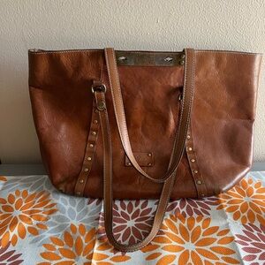 Patricia Nash Benvenuto Brown Leather Tote Bag Large